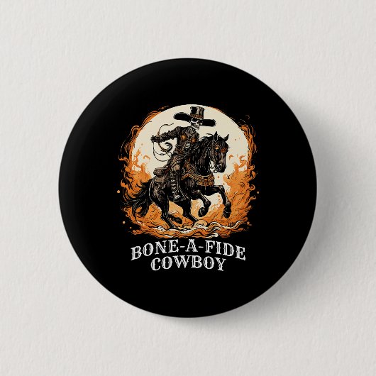Halloween Cowboy Spooky Skeleton Rodeo Pferd Button (Vorderseite)