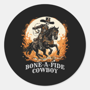 Halloween Cowboy Spooky Skeleton Rodeo Pferd Runder Aufkleber