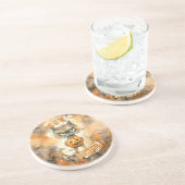 Halloween Cranky with Pumpkin Getränkeuntersetzer (Seite)