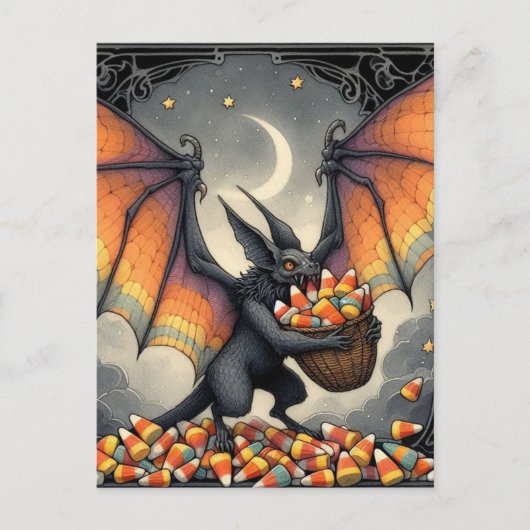 Halloween Creature With Candy Postkarte (Vorderseite)