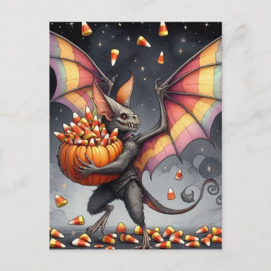 Halloween Creature With Candy Postkarte (Vorderseite)