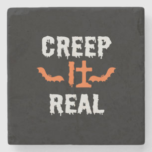 Halloween Creep It Real Funny Bat Birthday Steinuntersetzer