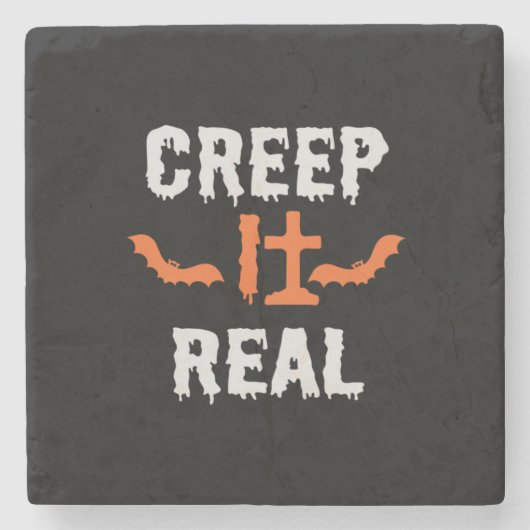 Halloween Creep It Real Funny Bat Birthday Steinuntersetzer (Vorderseite)