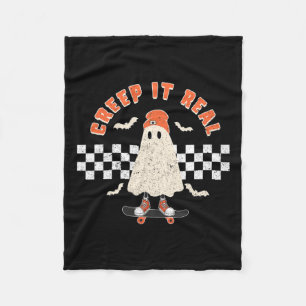 Halloween Creep It Real Ghost Boy Fall Saisonskatz Fleecedecke