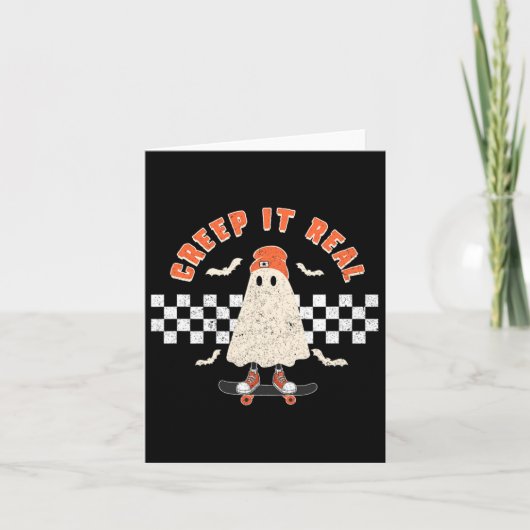Halloween Creep It Real Ghost Boy Fall Saisonskatz Karte (Vorderseite)