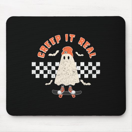 Halloween Creep It Real Ghost Boy Fall Saisonskatz Mousepad (Vorne)