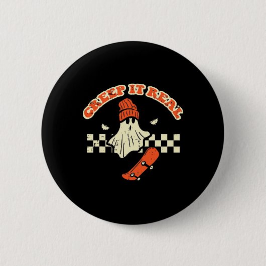 Halloween Creep It Real Ghost Skater Kostüme Männe Button (Vorderseite)