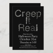 Halloween Creep It Real Skelettknochen Spine Einladung (Vorne/Hinten)