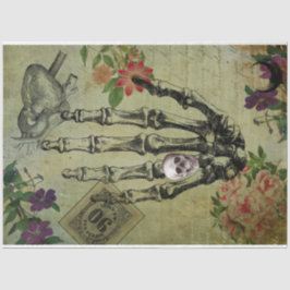 Halloween Creepy Anatomie und Pink Blume Ephemera Seidenpapier