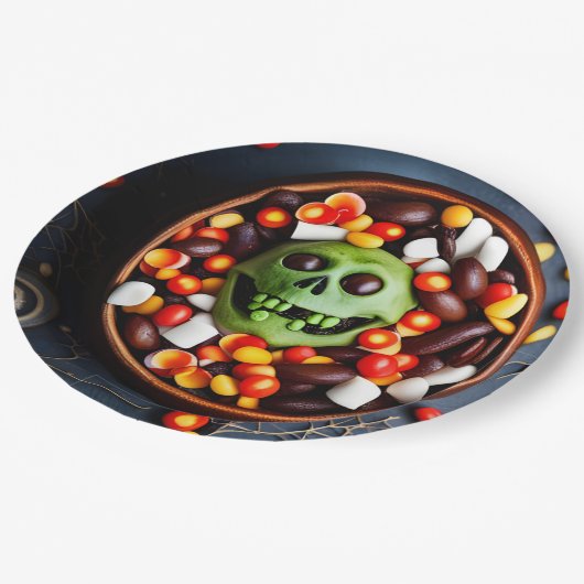 Halloween Creepy Candy Bowl Pappteller (Schrägansicht)