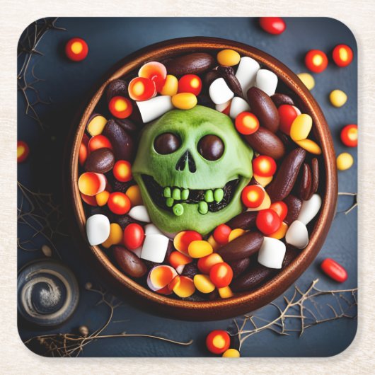 Halloween Creepy Candy Bowl Rechteckiger Pappuntersetzer (Vorderseite)