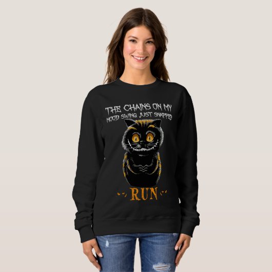 Halloween, Creepy Cat Smiling, Cat Sweatshirt (Vorne ganz)