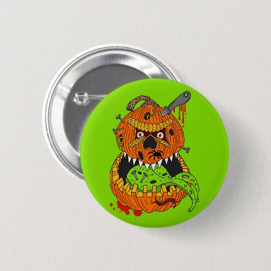 Halloween Creepy Gory Pumpkin Horror Button (Vorne & Hinten)
