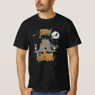 Halloween Creepy Hexenkatze Vollmond Orange T-Shirt