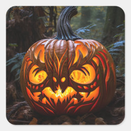 Halloween Creepy Kürbislaterne Pumpkins Quadratischer Aufkleber