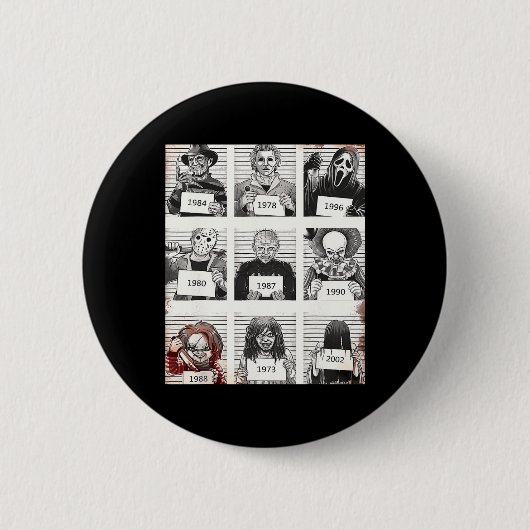 Halloween Creepy Legends Killer Mugshots Horror Fa Button (Vorderseite)