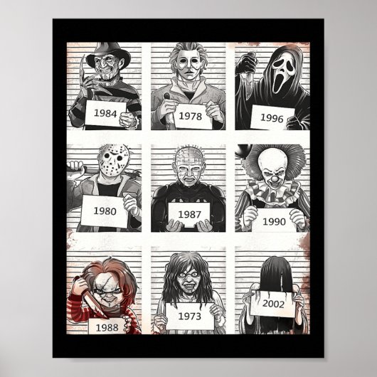 Halloween Creepy Legends Killer Mugshots Horror Fa Poster (Vorne)