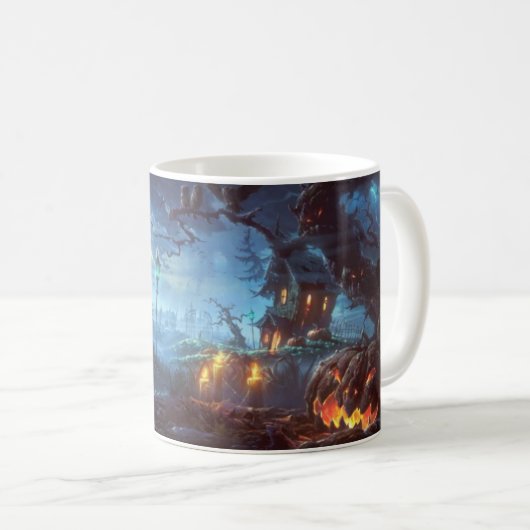 Halloween Creepy Night Jack-O-Lantern Spuk Baum Kaffeetasse (VorderseiteRechts)