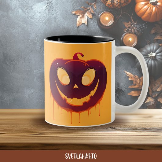 Halloween Creepy Pumpkin Face Coffee Mug Zweifarbige Tasse
