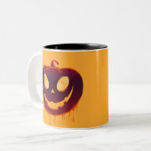 Halloween Creepy Pumpkin Face Coffee Mug Zweifarbige Tasse (Vorderseite Links)