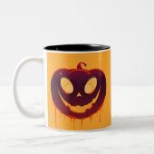 Halloween Creepy Pumpkin Face Coffee Mug Zweifarbige Tasse (Links)