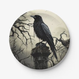 Halloween Creepy Raven Graveyard Friedhof Gothic Pappteller