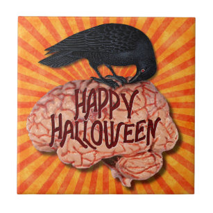 Halloween - Creepy Raven on Brain Fliese