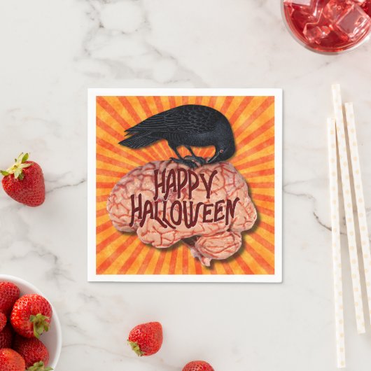 Halloween - Creepy Raven on Brain Serviette (Beispiel)