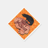 Halloween - Creepy Raven on Brain Serviette (Ecke)