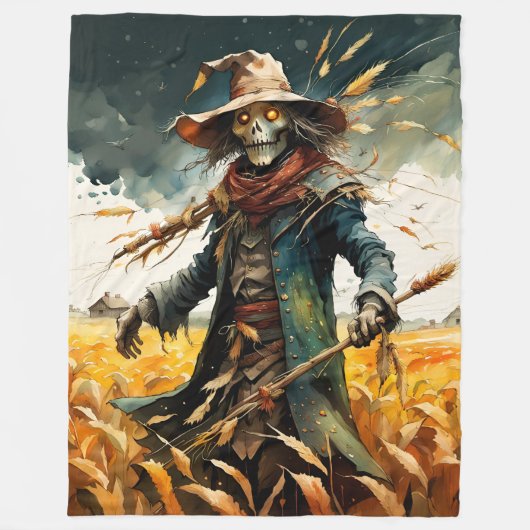 Halloween Creepy Scarecrow Fleecedecke (Vorderseite)