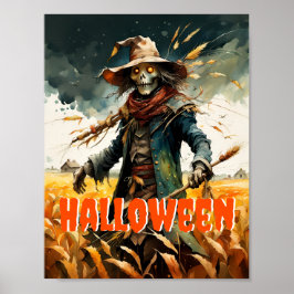 Halloween Creepy Scarecrow Poster