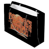 Halloween Creepy Spuk House Große Geschenktüte (Rückseite Schrägansicht)