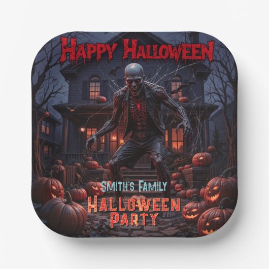 Halloween Creepy Zombie Pumpkin Spuk House Pappteller (Vorderseite)