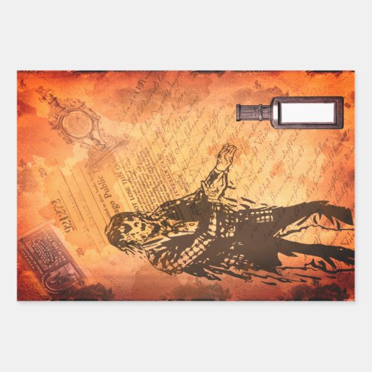 Halloween Creepy Zombie Script Pattern Ephemera Geschenkpapier Set (Vorderseite 3)