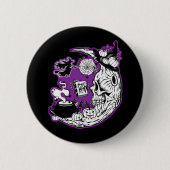 Halloween Crescent Moon Witwe Skull Button (Vorderseite)