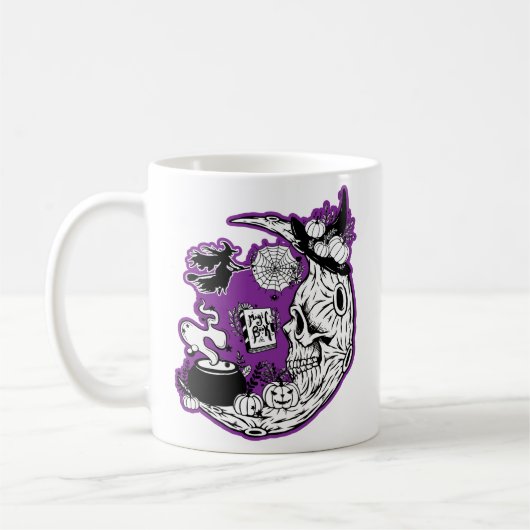 Halloween Crescent Moon Witwe Skull Kaffeetasse (Links)