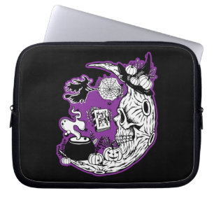 Halloween Crescent Moon Witwe Skull Laptopschutzhülle