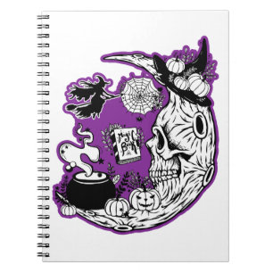 Halloween Crescent Moon Witwe Skull Notizblock