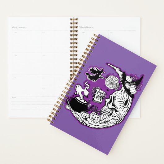 Halloween Crescent Moon Witwe Skull Planer (Anzeige)