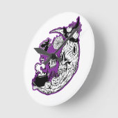 Halloween Crescent Moon Witwe Skull Runde Wanduhr (Winkel)