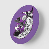 Halloween Crescent Moon Witwe Skull Runde Wanduhr (Winkel)