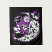 Halloween Crescent Moon Witwe Skull Wandteppich (Vorderseite)
