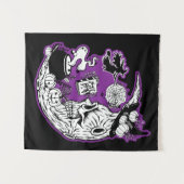 Halloween Crescent Moon Witwe Skull Wandteppich (Vorderseite (Horizontal))