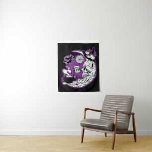 Halloween Crescent Moon Witwe Skull Wandteppich
