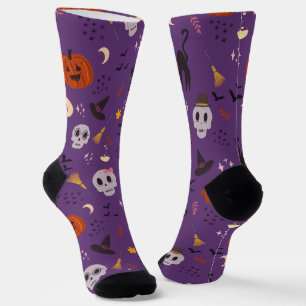 Halloween Crew Socken – Totenköpfe, Kürbisse & Sch