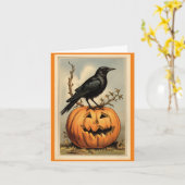 Halloween Crow and Pumpkin Grußkarte Karte (Gelbe Blume)