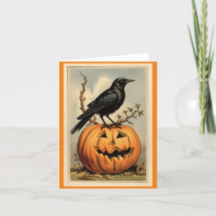 Halloween Crow and Pumpkin Grußkarte Karte