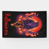 Halloween Crow mit Flammen Banner (Horizontal)