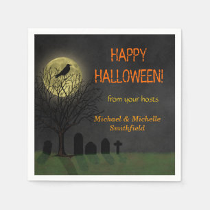 Halloween Crow on Tree with Moon Party Serviette