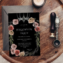 Halloween Crown Pink & Black Floral Halloween Einladung